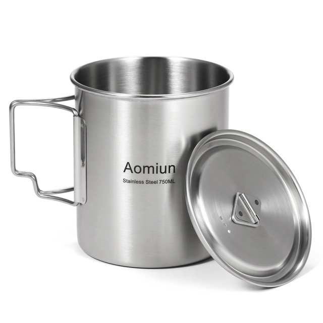 Copa Outdoor Taza Aomiun de 750 ml para exteriores, taza de agua de acero inoxidable con asas plegab Aomiun Copa Outdoor