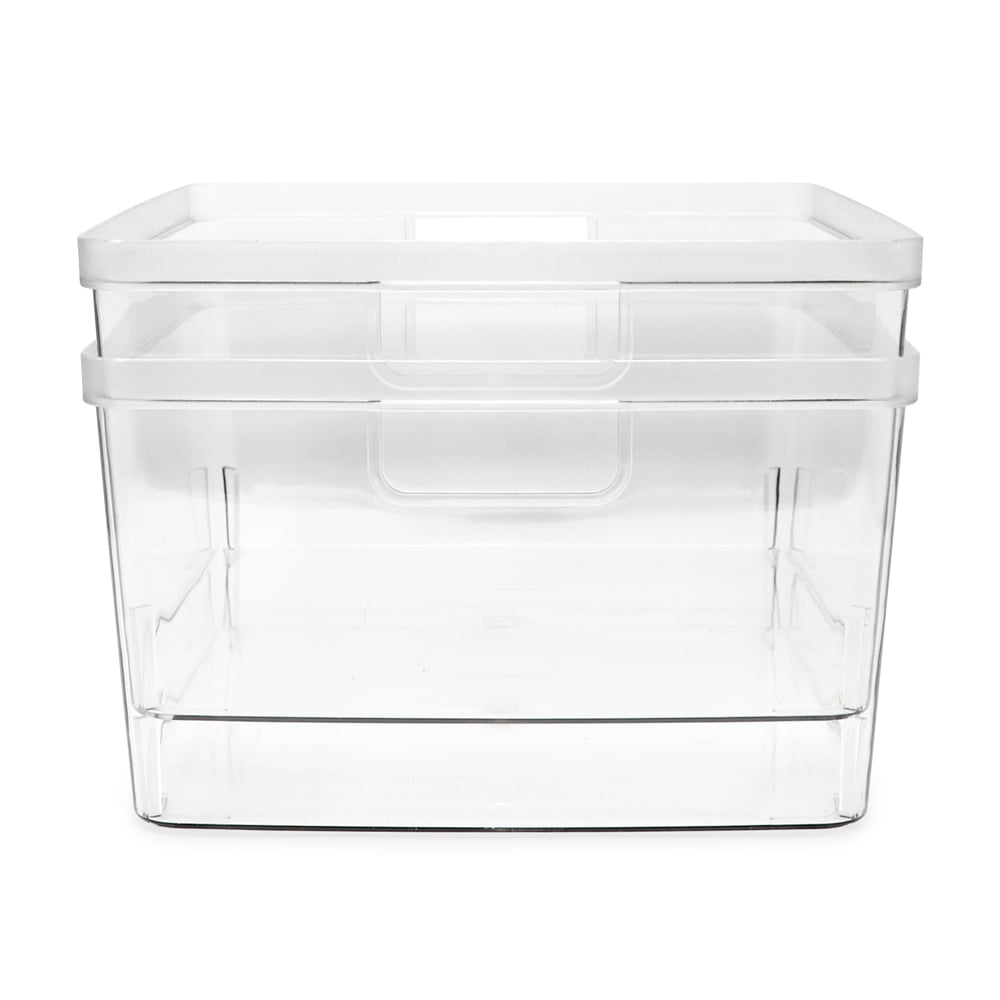 Isaac Jacobs 3-Pack Medium Storage Bins with Cutout Handles, Fridge/Freezer/Food Safe, BPA Free, Clear