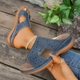 thumbnail image 2 of Women's SlippersSummer Wedge Open Toe Slip-On Peep Toe Sandals Shoes for Women Beach Fashion Navy 7.5, 2 of 4