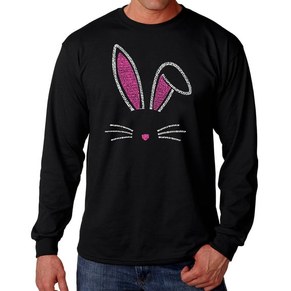 Men's Word Art Long Sleeve T-shirt - Bunny Ears