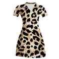 thumbnail image 4 of DHFJKG Two Piece Skirt Set For Women Sweatsuits Tennis Outfits Casual Quarter Zip Collar Short Sleeve Top Mini Skirts Leopard Jogger Set Versatile Outfit, 4 of 4