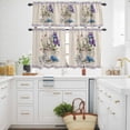 thumbnail image 3 of Easter Bunny in Tea Cup Curtain Tier and Valance Set 3 Piece, Vintage Lilies on Linen 3-inch Rod Pocket Window Tier Curtains Valance for Kitchen Living Room, 3 of 9