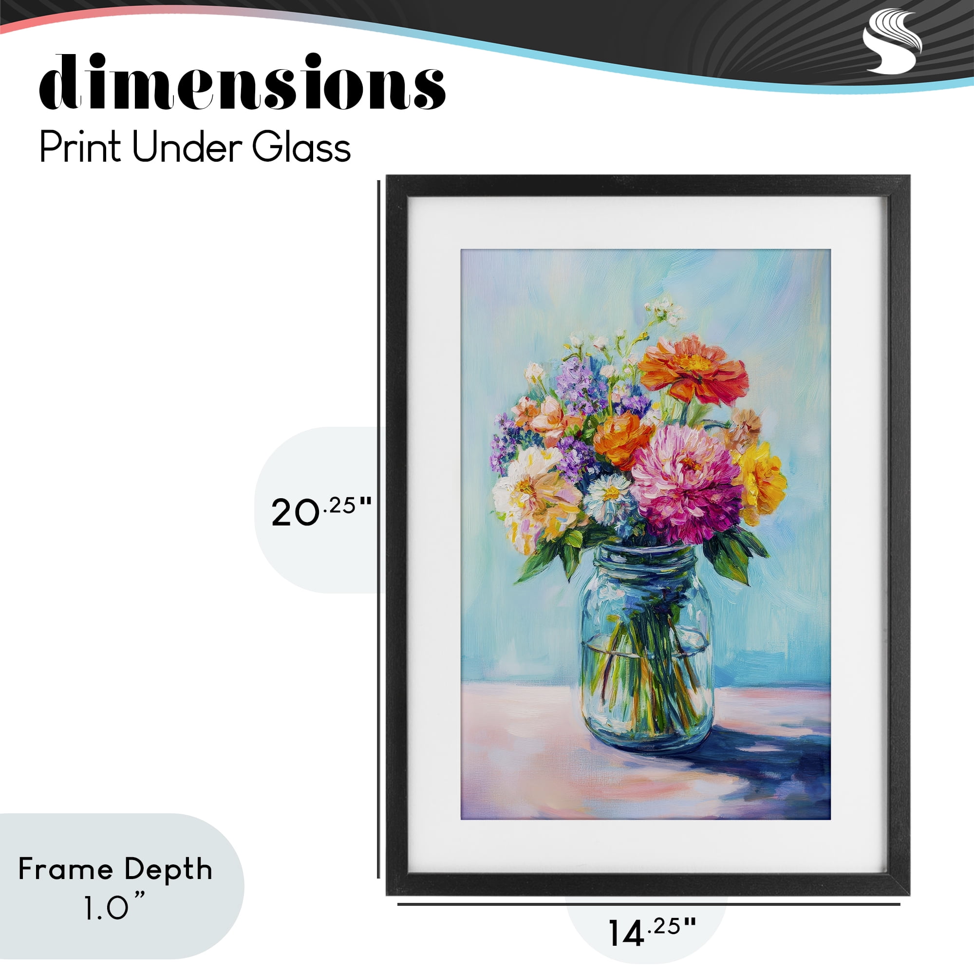 Stupell Industries Vibrant Country Jar Bouquet Black Framed Print Under Glass, design by Petal Prints Design