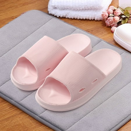 

MRULIC slippers for women Men And Women Slippers Bathroom Home Slippers Solid Color Flat Bottom Home Sandals house slippers for women Pink + US:8