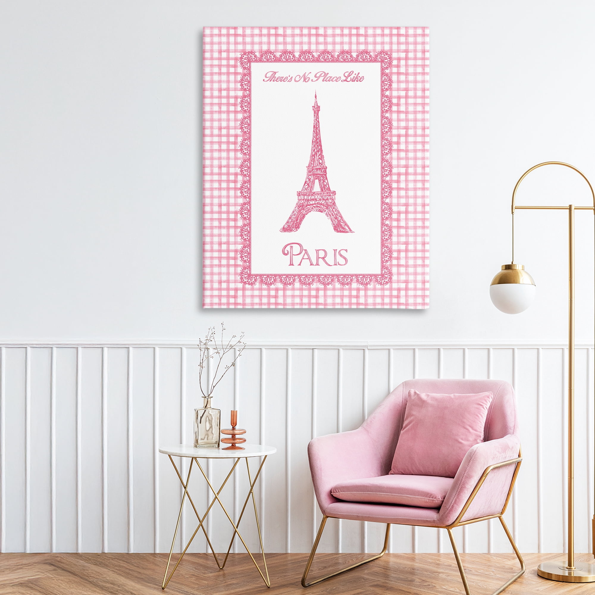 Stupell Industries No Place Like Paris Pink Lace Canvas Wall Art, design by Conrad Knutsen