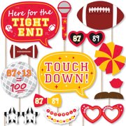 Big Dot of Happiness In My Football Era - Red and Gold Sports Party Photo Booth Props Kit - 20 Count