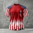 thumbnail image 2 of WEIWEN Men's 4th of July T-Shirts Cross USA Flag 4th July American Star Stripes Patriotic T Shirts for Man Red White and Blue Tshirts Muscle Tops Red, S, 2 of 4