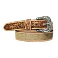 thumbnail image 3 of 28  Western 1-1/2" Wide Floral Tooled Cowhide Inlay Full-Grain Leather Belt 26RT60, 3 of 3