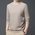 thumbnail image 6 of Lohuatrd Men Fall Spring Top Solid Color Round Neck Long Sleeve Loose Thick Soft Pullover Casual Mid Length Simple Style Elastic Men Sweatshirt, 6 of 8