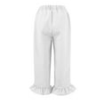 thumbnail image 4 of RPVATI Capris Pants for Women Cotton Linen Casual Ruffle Drawstring Beach Wide Leg Pants Summer Trendy High Waisted Flowy Lounge Trousers with Pockets White XL, 4 of 8