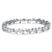 3.05 ct Lab Grown Diamond 14k White Gold Plated S Link Tennis Bracelet Fine Jewelry for Unisex Gifts | Diamond Round Cut Bracelet | 14k Gold over 2 Prong Tennis Bracelet Gifts for Unisex
