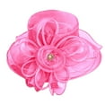 thumbnail image 5 of Dressy Hats for Women, Comdrip Organza Church Fascinator Wedding Tea Party Derby Hats for Women Flower Women's Floral Mesh Hat Sunshade Beach Hat Sun Block Hat Womens Derby Hats Hot Pink One Size, 5 of 5