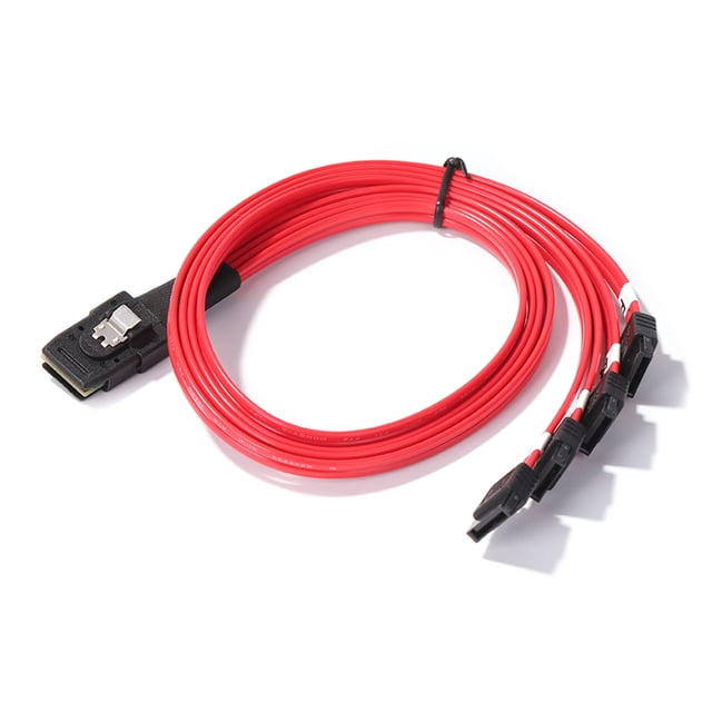 Cable De Datos Del Servidor Cable de alimentación mini SAS SFF-8087 a 4 datos de disco duro de computadora SATA (rojo)