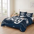 thumbnail image 2 of Queen Quilt Set 90''x96'', Happy Father's Day Lightweight Summer Bedspread Coverlet Set with 2 Pillow Shams, Navy Blue Shabby Wooden Grain Breathable All Season Quilt Bedding for Bedroom/Guest Room, 2 of 9