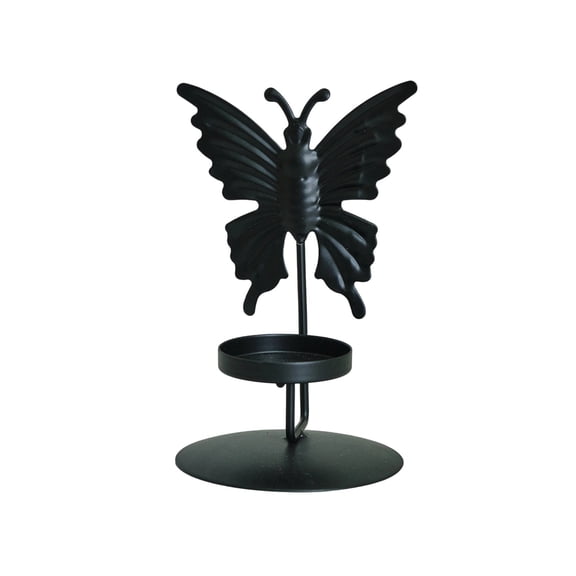 Moocorvic Butterfly Tea Light Candle Holder, Black Metal Candlesticks for Festival Home Wedding Party Home Table Centerpiece Decor Christmas Gift