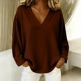 thumbnail image 2 of AOOCHASLIY Women's Casual V-neck Long-sleeved Pullover Loose T-shirt Top, 2 of 6