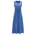 thumbnail image 2 of Vestido largo de verano para mujer, vestido de primavera a la moda con cuello redondo para caminar, fiesta y vacaciones , m M, 2 of 7