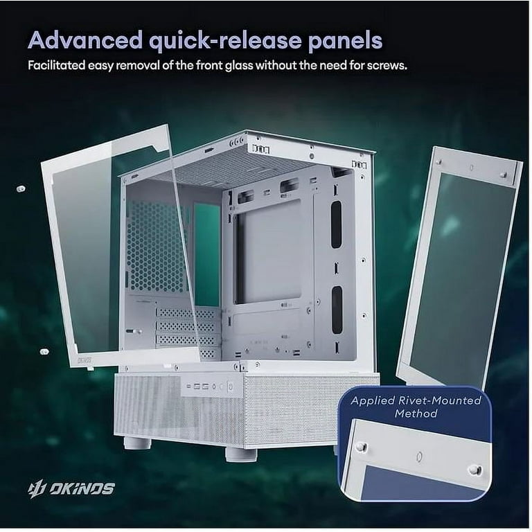 Computer Cases Okinos Aqua 3, Micro ATX Case, MATX PC Case With