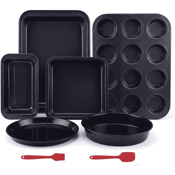 6-Piece Nonstick Bakeware Set – Carbon Steel, Includes Roasting Pan, Cookie Sheet, Cake Pan, Loaf Pan & Muffin Pan