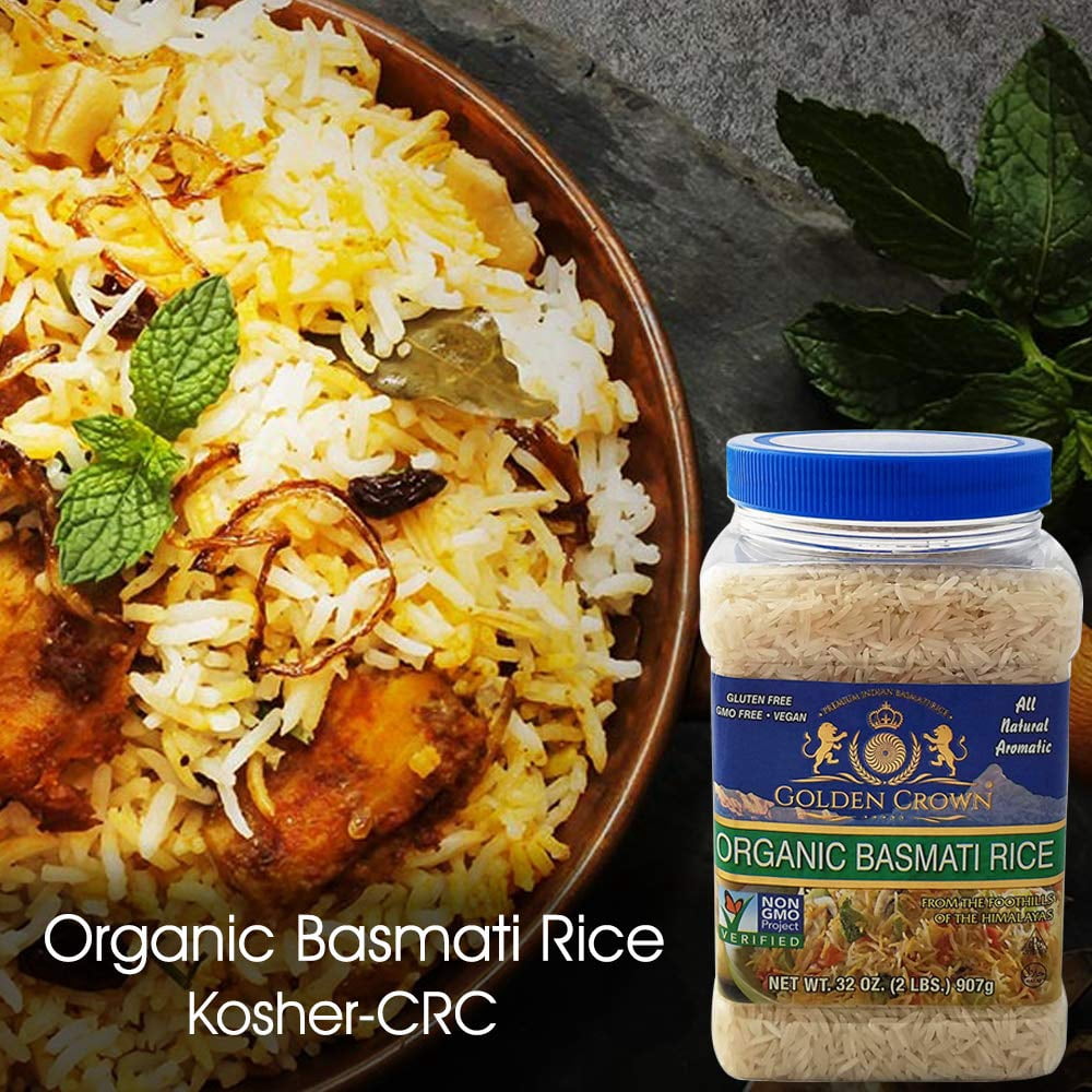 Golden Crown Basmati White Rice 32 oz (Pack of 4)