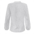 thumbnail image 3 of DondPO Womens tops Women's Boho Crochet Shirt Balloon Sleeve Button Lace Eyelet Shirt top Shirts for Women Linen Shirts for Women White S, 3 of 9
