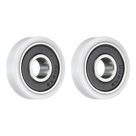 2 Pack 608RS Ball Bearing 8x26x7mm Double Metal Shielded Chrome Steel, White