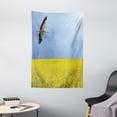 thumbnail image 1 of Yellow and Blue Tapestry, Alone Stork Flying in Clear Sky over Spring Flowering Field Freedom Picture, Wall Hanging for Bedroom Living Room Dorm Decor, 40W X 60L Inches, Multicolor, by Ambesonne, 1 of 2