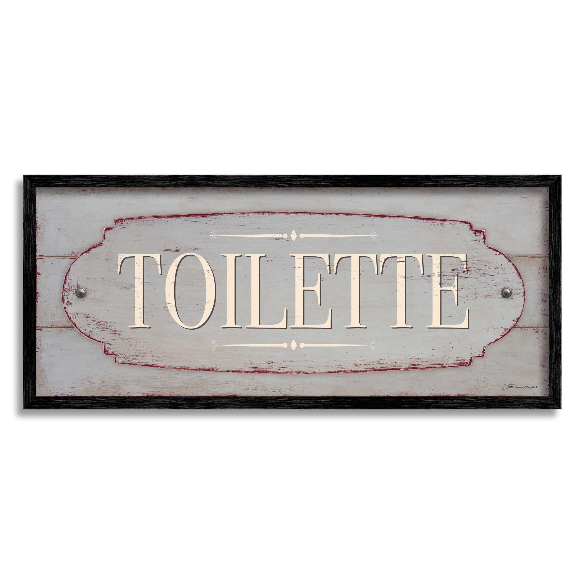 Stupell Industries Rustic Toilette Sign French Farmhouse Traditional Grain Pattern, 24 x 10, Design by Stephanie Workman Marrott