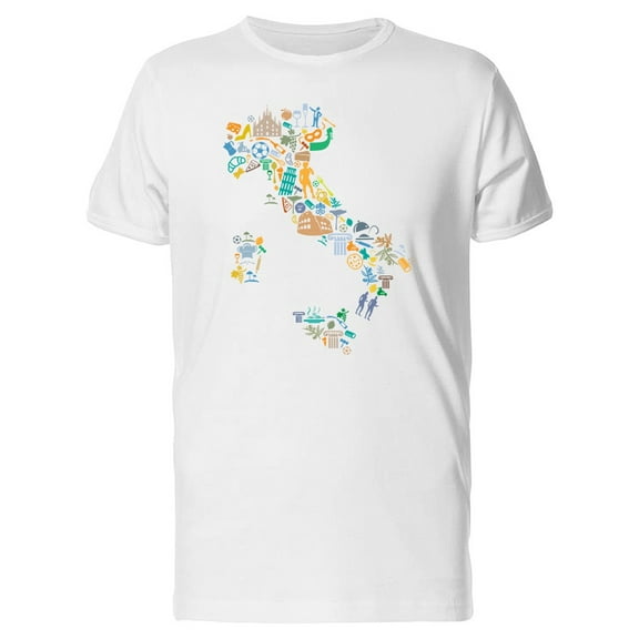 Italian Map With Landmarks T-Shirt Men -Image by Shutterstock, Male 3X-Large