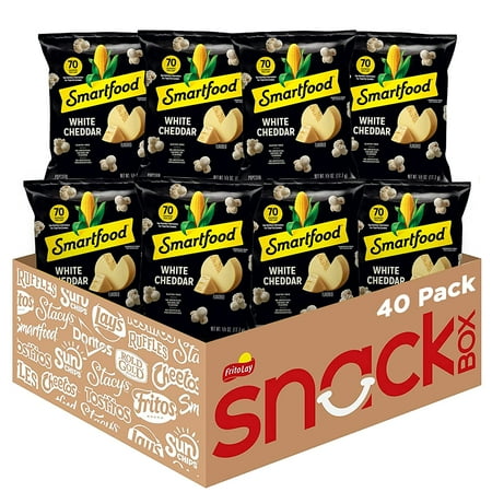 (2 pack) Smartfood Gluten Free, No Artificial Colors White Cheddar Popcorn Bag, 0.625 oz (40 pack)