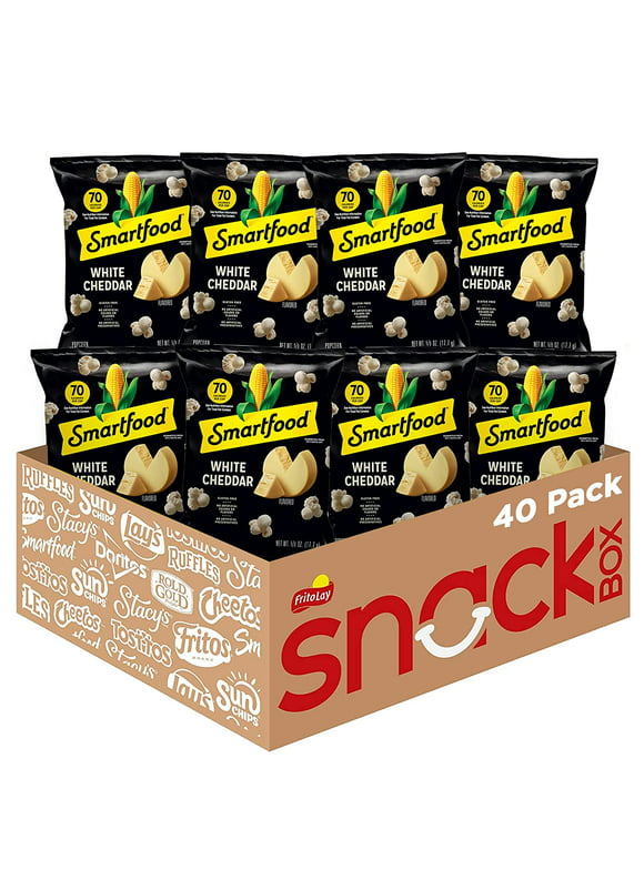 Smartfood Popcorn White Cheddar Flavored Popcorn Snacks, 0.625 Oz Bags, 40 Count Multipack