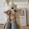 thumbnail image 4 of Bear Fleece Hooded Blanket Winter Warm Blanket for Office Bedroom Living Room Wearable Soft Cute Blanket Shawl (brown,120cm 47inch), 4 of 7