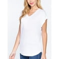 thumbnail image 3 of Women Casual Loose Fit V-Neck Cuff Dolman Sleeve Drop Shoulder Jersey T-shirts Top, 3 of 5