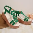 thumbnail image 4 of Bnwani Platform Sandals,Women's Sandals,Wedge,Open Toe,Casual,Cutout,Green,6.5, 4 of 9