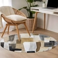 thumbnail image 5 of Abstract Color Blocks Large Area Rugs for Bedroom Living Room, Soft Non Slip Carpet Bedside Rug, Modern Geometric Art Round Floor Cover Kitchen Accent Rug 3.3' for Dining Room/Office, 5 of 9