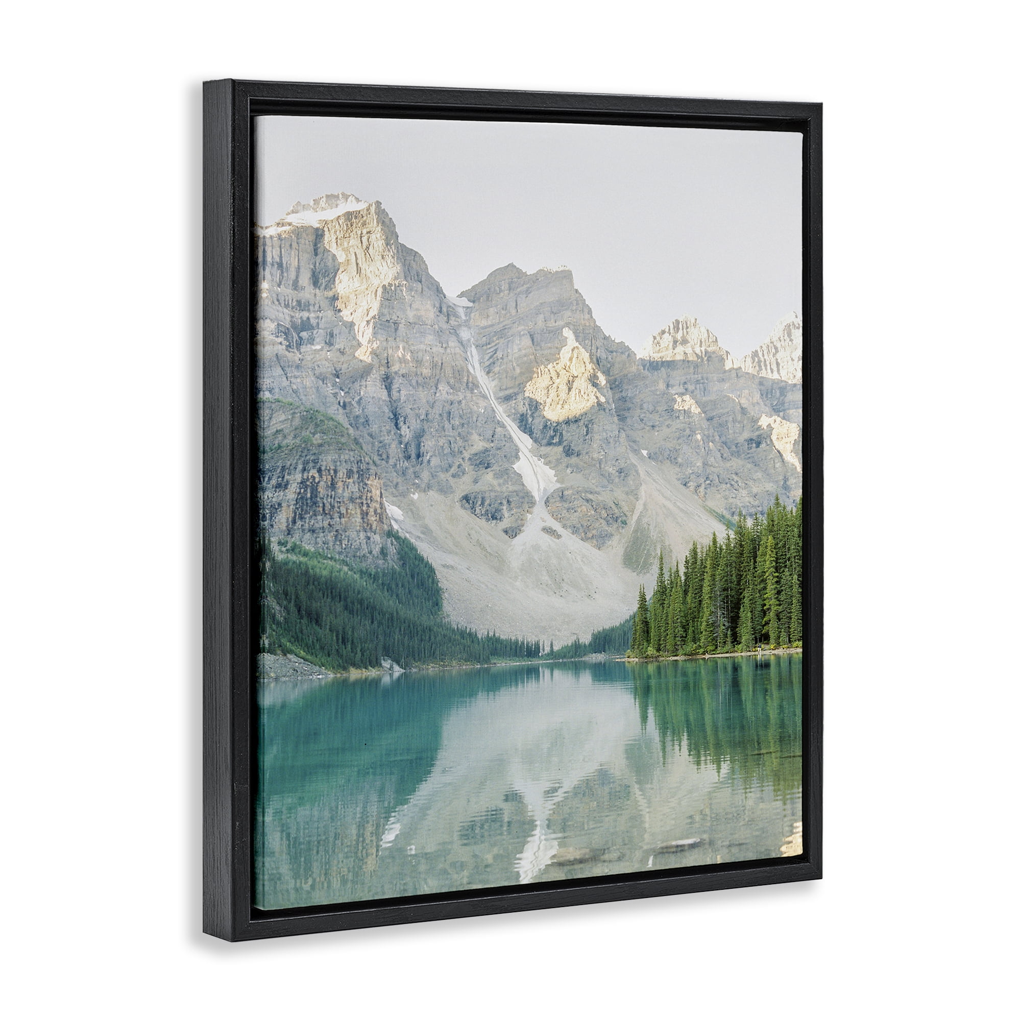 Stupell Industries Reflective Mountain Lake Landscape Photography Black Floater Framed Art Print Wall Art, 25 x 31