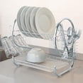 thumbnail image 4 of Escurridor de Platos para Fregadero de Acero Inoxidable, Estante para Platos de 2 Niveles 12 Platos, Cucharas y Vasos, Escurridor de Trastes, 4 of 6
