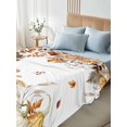 thumbnail image 5 of King Flat Sheet Only Fall Pumpkin Flower Leaf Soft Microfiber Cooling Bedding Sheets Watercolor Thanksgiving Botanical Flat Bed Sheet for Hotel,Home Decor, 5 of 9