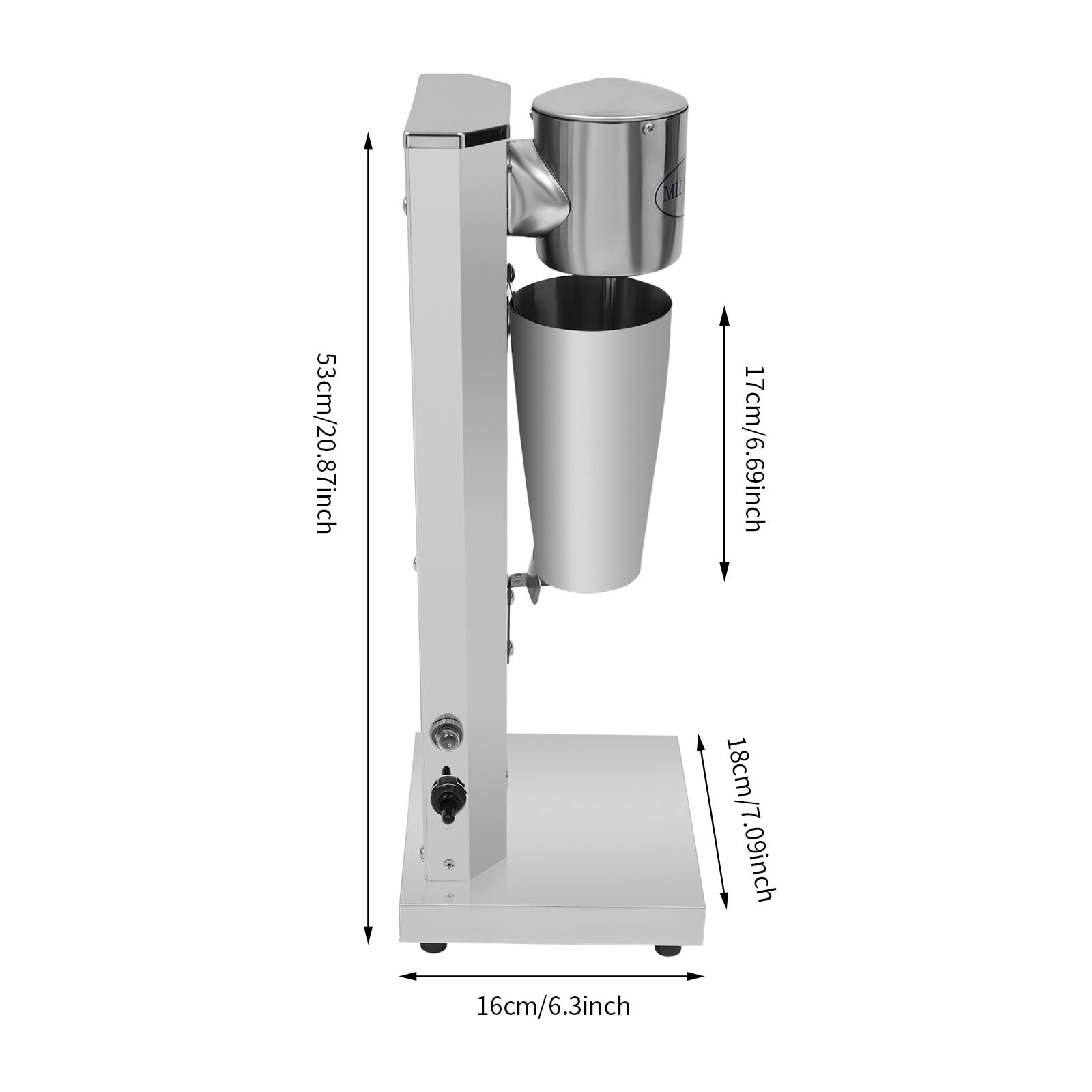 180W Electric Milk Shaker Blender, 2-Speed Adjustable, Stainless Steel Mixer Frothers Machine with Cup 110V