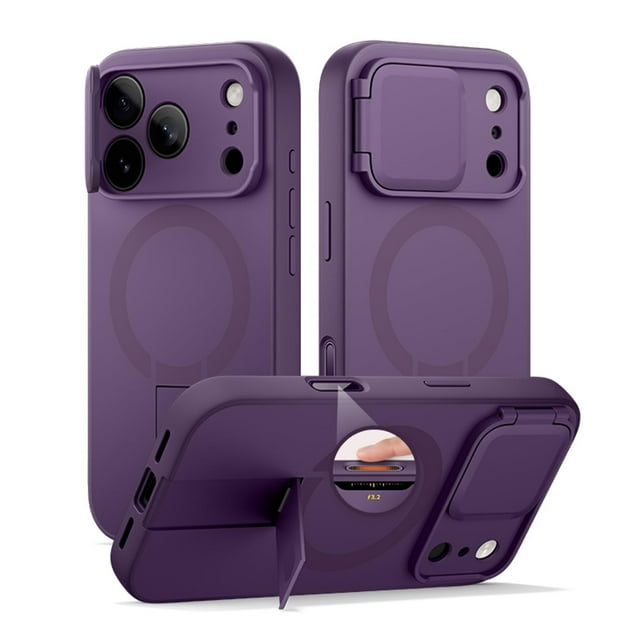 Case for iPhone 17 Pro Max/17 Pro/17 Air/17, Magnetic Case with Metal Kickstand Cover Shockproof Lens Protection Shell