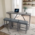 thumbnail image 2 of Yoneston Bar Table Stool Set with Power Outlet, 4 Piece Dining Table with Chairs Set, Industrial Breakfast Table Set for Living Room, Dining Room, Game Room, Gray, 2 of 9