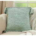 thumbnail image 2 of Fennco Styles Braided Broder Tassel Cotton Decorative Throw Pillow 18" W x 18" L - Mint Woven Square Cushion for Home, Couch, Living Room, Bedroom, Office and Holiday Décor, 2 of 5