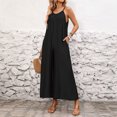 thumbnail image 7 of JULMCOMO Jumpsuits for Women Scoop Neck Adjustable Spaghetti Strap Loose Fit Summer Romper Low Back Sleeveless Wide Leg Flowy Jumpsuits Black XL, 7 of 7