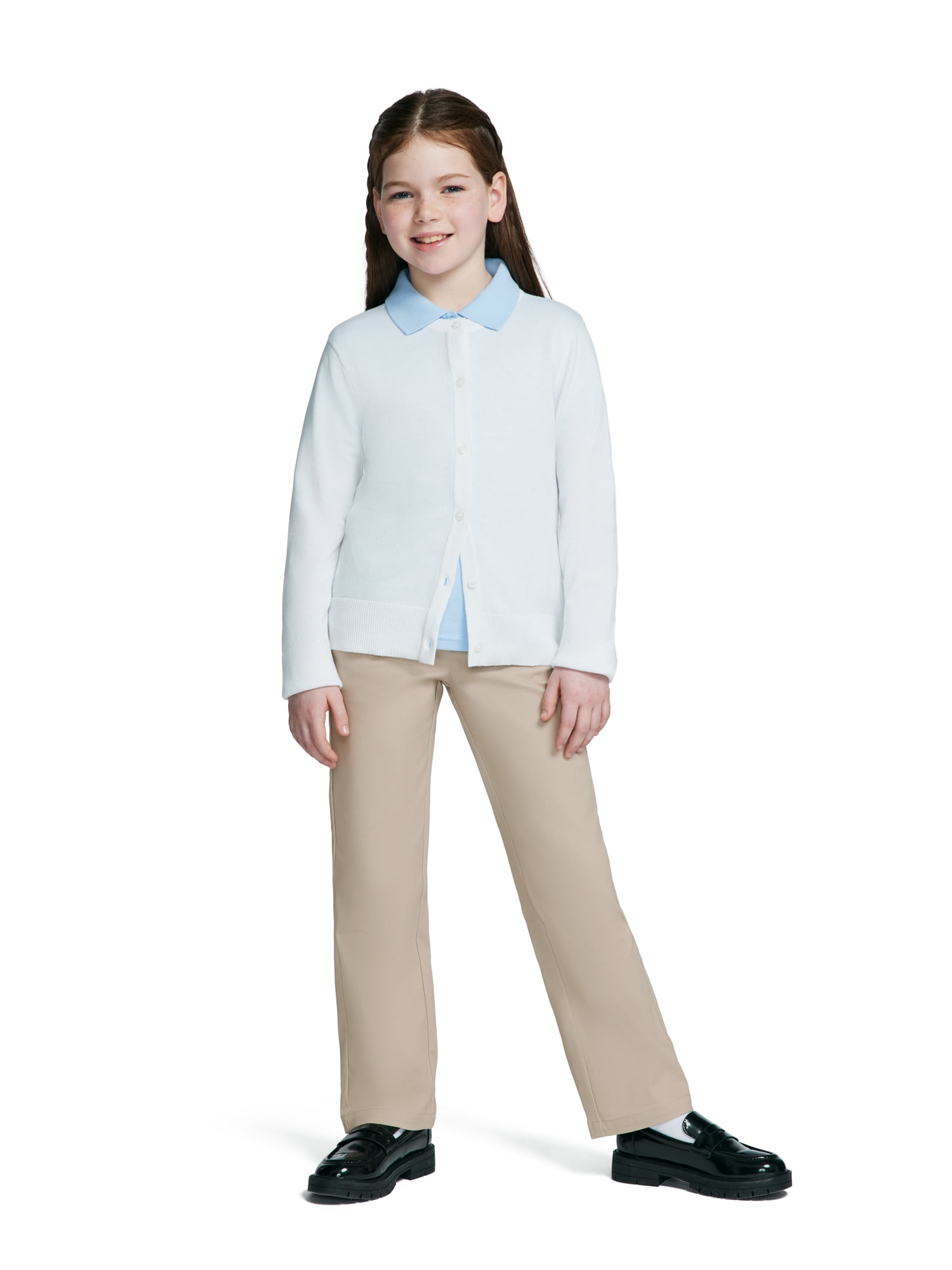 Wonder Nation Girls School Uniform Pull On Pants, 2-Pack, Sizes 4-16 & Plus
