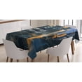 thumbnail image 1 of Ambesonne Futuristic Tablecloth Rectangular Table Cover, Cyberpunk Cityscape, 52"x70", Black Orange Blue, 1 of 3