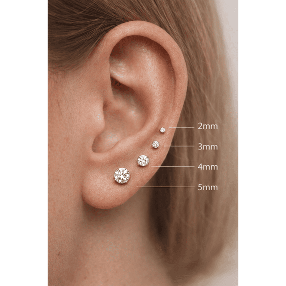 5 pairs of titanium push in 18G CZ Gold stud earring set. Titanium Push Pin Labret Stud - Threadless Flat Back Earring -Tragus Stud - Flat Back Stud Helix Cartilage Nap earring