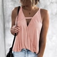 thumbnail image 2 of Women Summer Tops Women V Neck Wrap Tank Top Sleeveless Top Solid Color Loose Basic Tank Blank Muscle Blouse 2x 6 Foam Bra Apparel Cobalt Compression Tops for Business Casual Winter Pink 2XL, 2 of 6