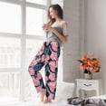 thumbnail image 4 of Uemuo Rose Flowers Pattern Women's Wide Leg Palazzo Lounge Pants with Pockets Light Weight Loose Comfy Casual Pajama Pants-X-Large, 4 of 9