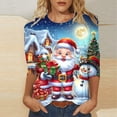 thumbnail image 2 of successthop Christmas Top Women Ugly Graphic Santa Plus Size 3/4 Sleeve Clothe Oversized Crewneck Trendy Shirts, 2 of 5