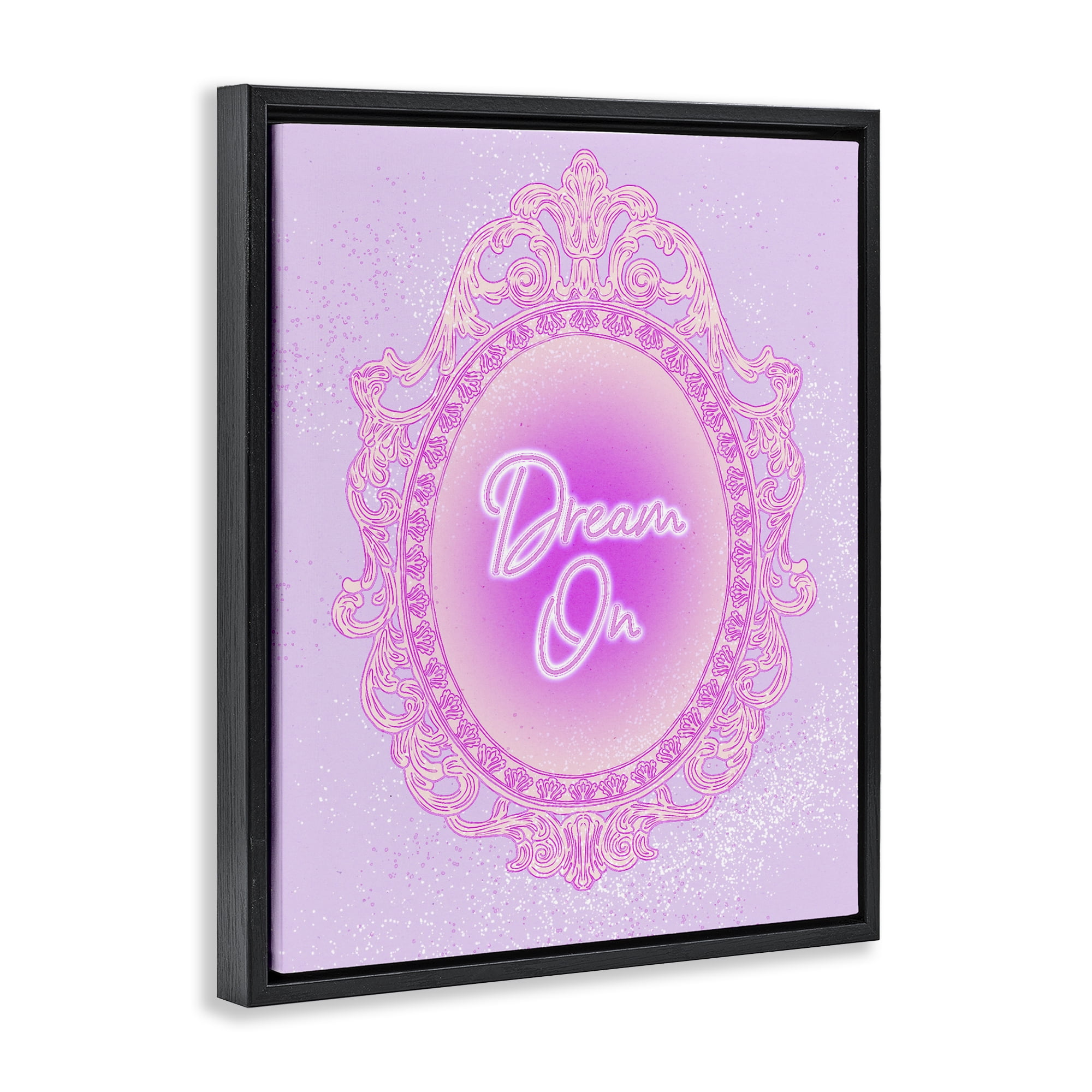 Stupell Industries Dream On Ornate Mirror Black Framed Floater Canvas Wall Art, design by Ziwei Li